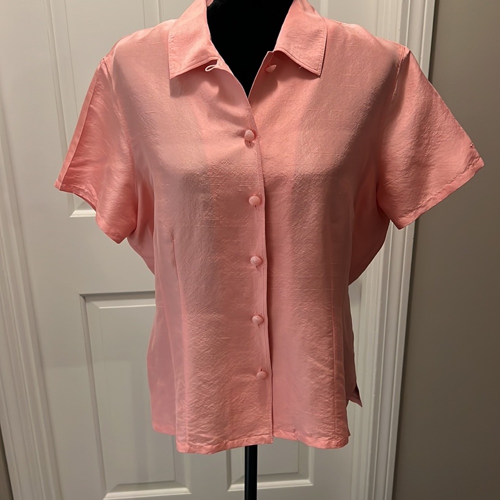 Dana B and Karen salmon silk blouse, size 12 in excellent condition